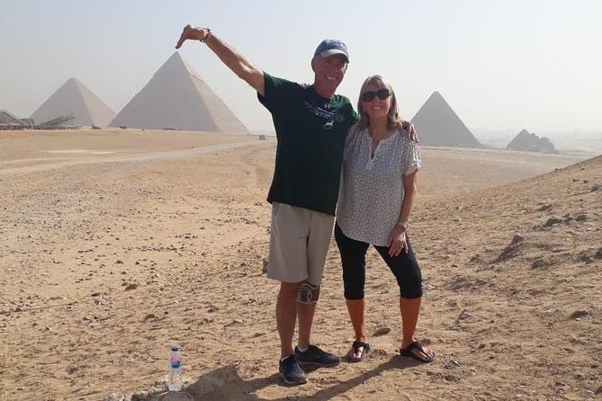 Best top rated Giza Pyramids and Sphinx Half Day Tour From Cairo - Khafre and Menkaure show the pyramid plan in stages