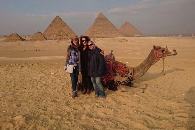 Giza Pyramids and Egyptian Museum - Moving from museum cases to the Giza Pyramids