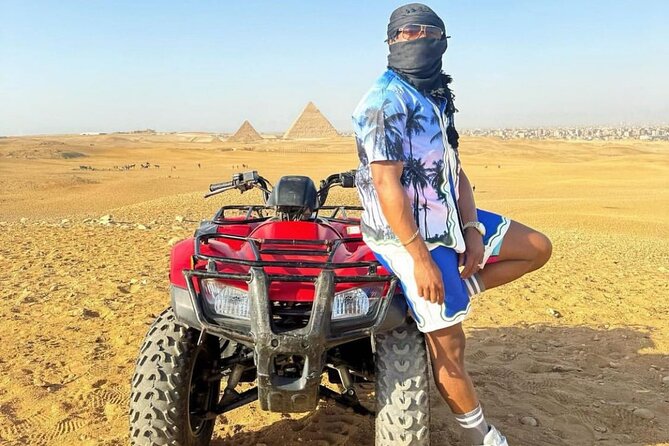Giza Pyramids, Camel ride, Shopping with ATV Quad bike - The three pyramids of Giza, from Khufu to Menkaure