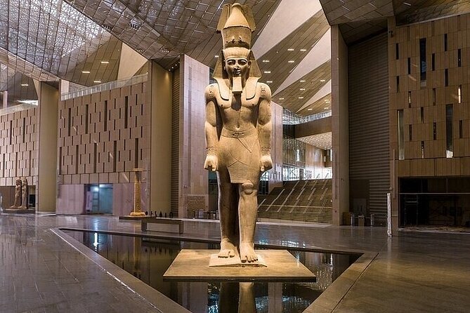 Grand Egyptian Museum, Grand staircase, New Galleries, and lunch. - The open court and Ramses II