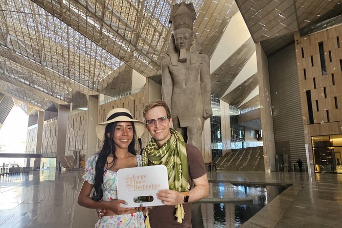 Grand Egyptian Museum, Grand staircase, New Galleries & lunch - Starting in the open court with Ramses II