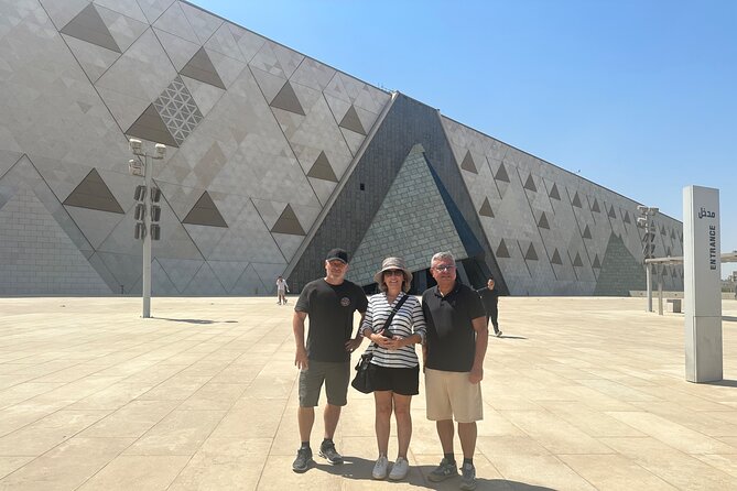 Grand Egyptian Museum, Grand staircase, New Galleries & lunch - Walking the Grand Staircase toward the pyramids
