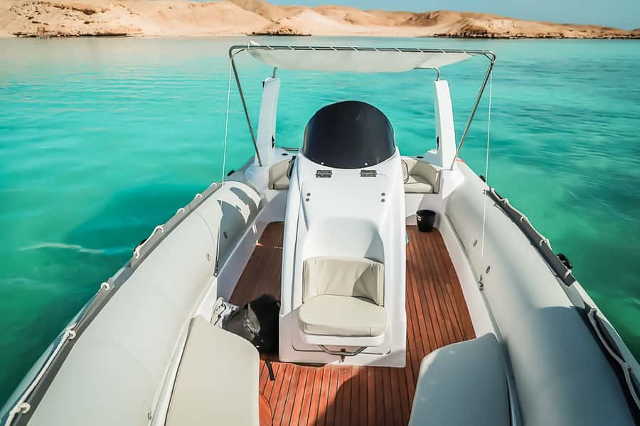 Hurghada: Orange Bay & Magawish Island Speedboat with Lunch - Parasailing adds a five-minute view from above