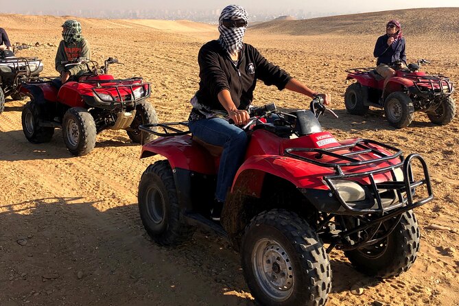 Quad Bike ATV Tours in Desert of Giza Pyramids with Egyptian Tea - Riding with the Giza Pyramids behind you