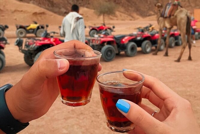 Sharm: Quad Bike or Car Buggy, Camel ride & optional VIP Bedouin Dinner & Show - Riding into the Sharm el Sheikh desert