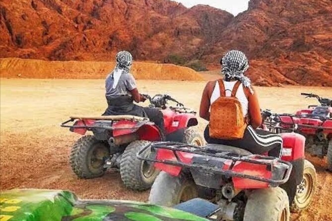 Sharm: Quad Bike or Car Buggy, Camel ride & optional VIP Bedouin Dinner & Show - Sunset timing, heat, and dust