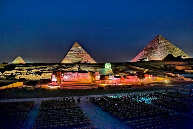 Sound And Light Show At Giza Pyramids - The view from the Giza Plateau after dark